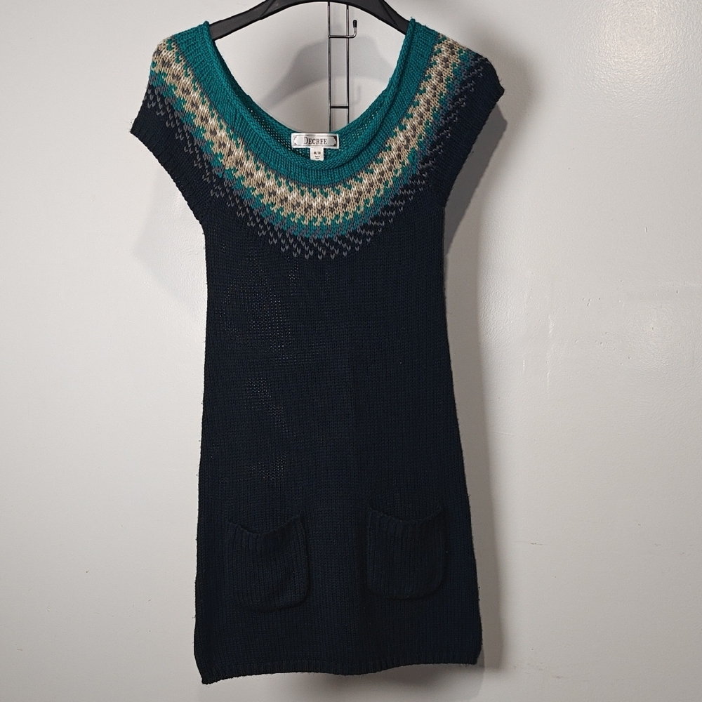 Decree Teal and Navy Knit Mini Dress